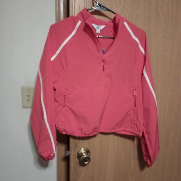 NEW JoyLab™ Women's Woven Piped 1/2 Zip Windbreaker Coral Rose Small - Picture 4 of 8